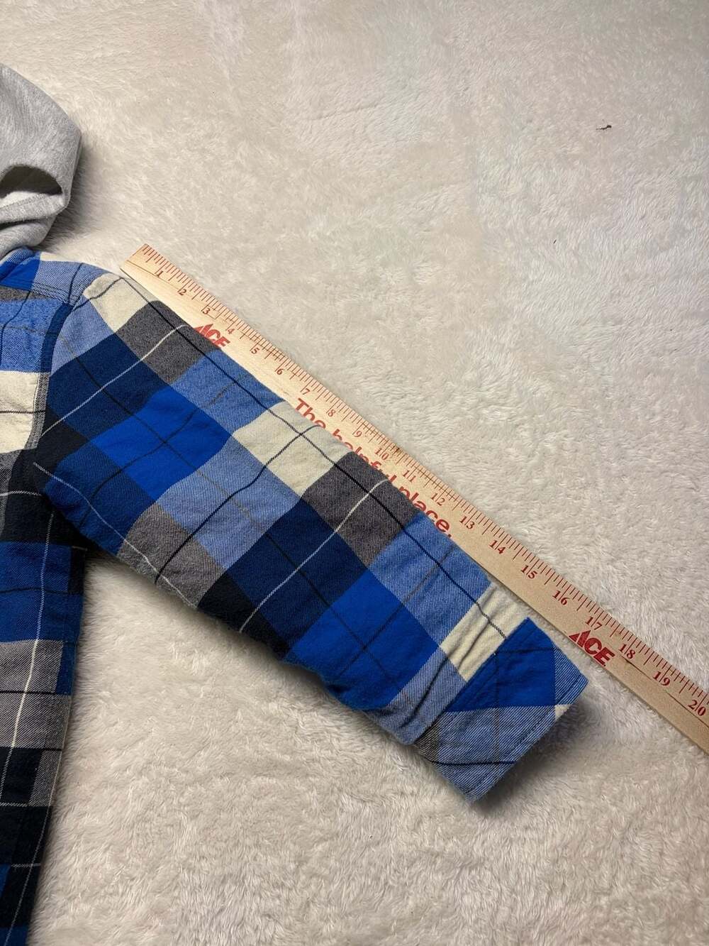 Carhartt Kids Flannel Snap-Front Hooded Shirt Jacket Azure Blue Plaid SMALL 7-8 - Picture 6 of 15